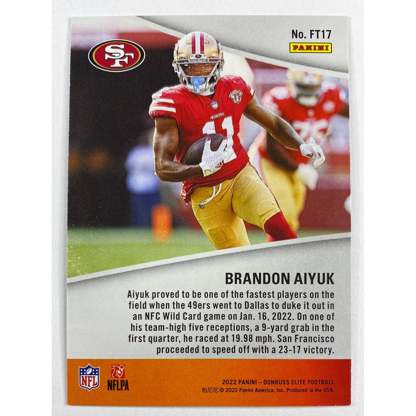 2022 Donruss Elite Brandon Aiyuk Full Throttle | Local Legends Cards & Collectibles