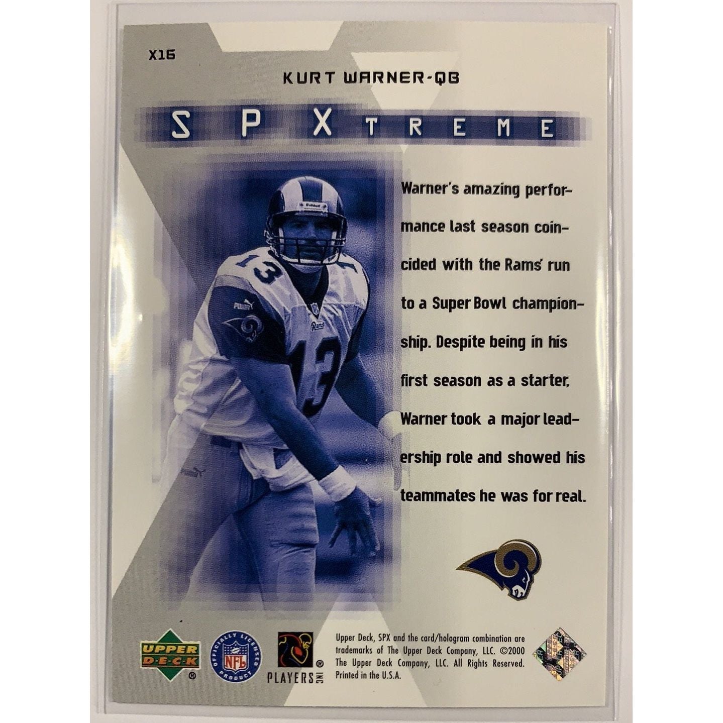 2000 SPx Kurt Warner SP Xtreme Local Legends Cards & Collectibles