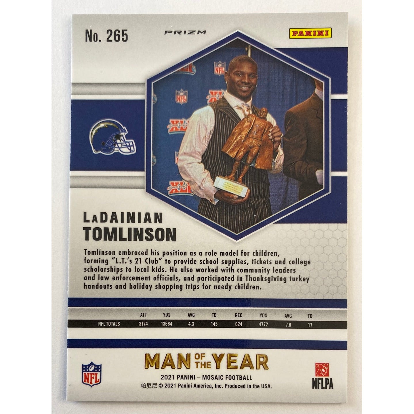 2021 Mosaic Ladainian Tomlinson Man of the Year Gold Reactive Prizm | Local Legends Cards & Collectibles