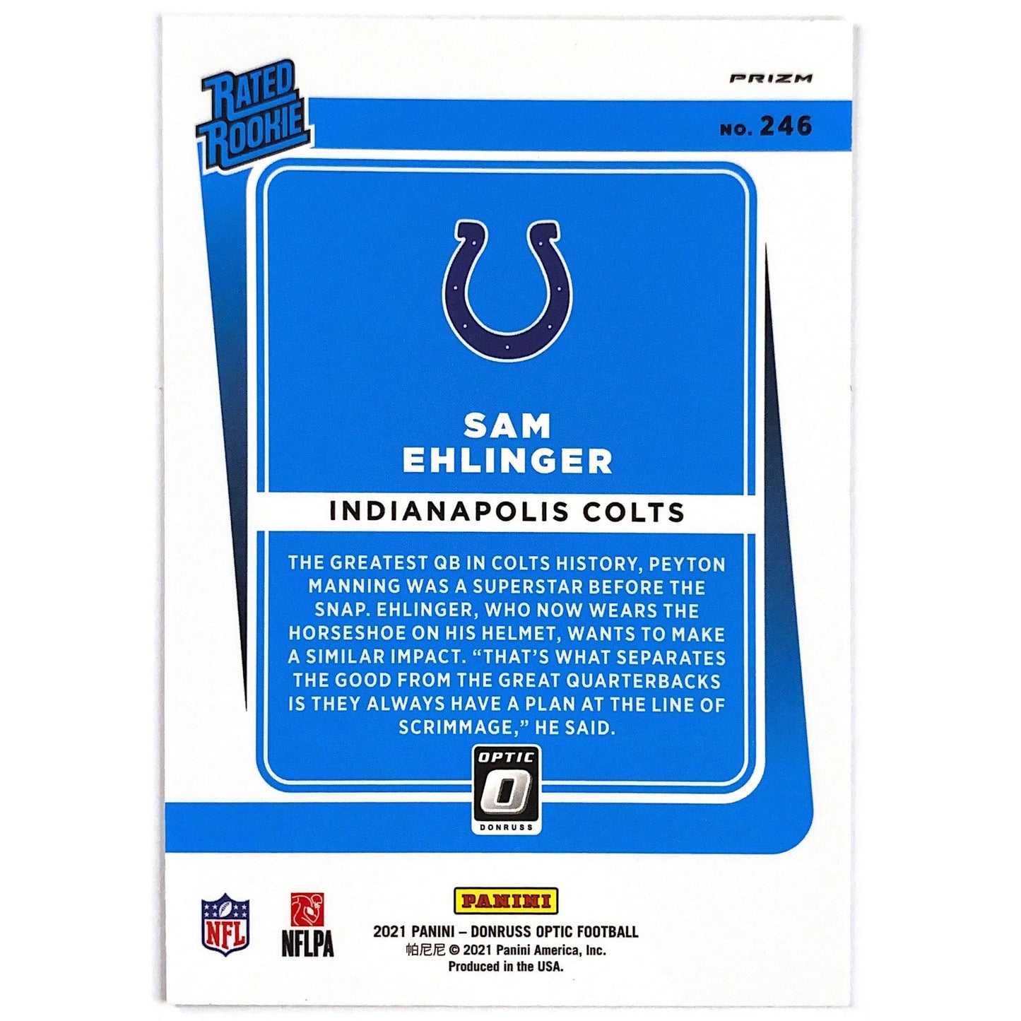 2021 Donruss Optic Sam Ehlinger Rated Rookie Silver Holo Prizm | Local Legends Cards & Collectibles