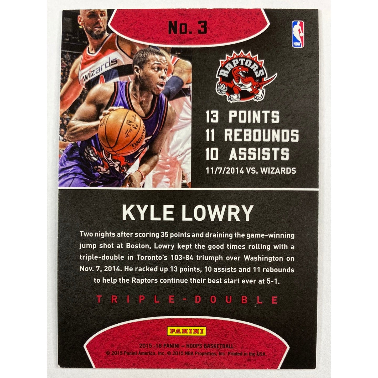 2015-16 Hoops Kyle Lowry Triple Double | Local Legends Cards & Collectibles