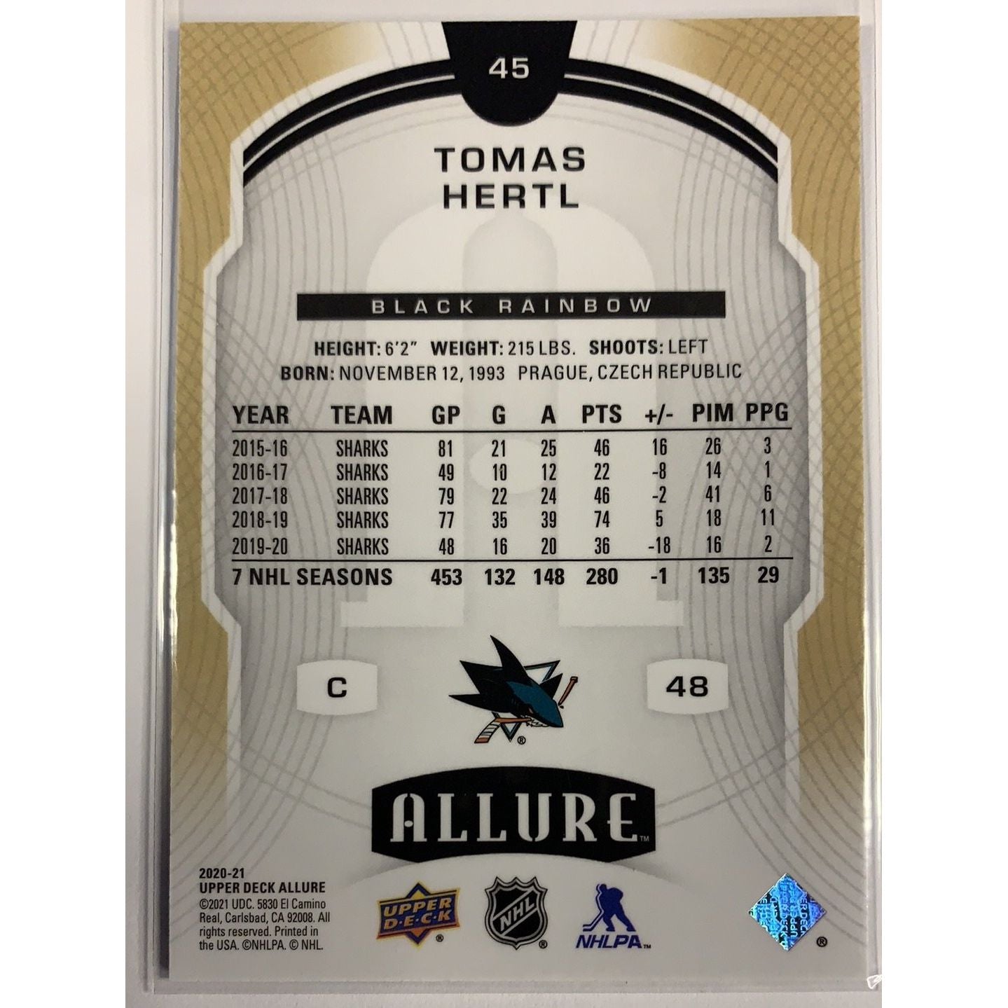  2020-21 Allure Tomas Hertl Black Rainbow  Local Legends Cards & Collectibles