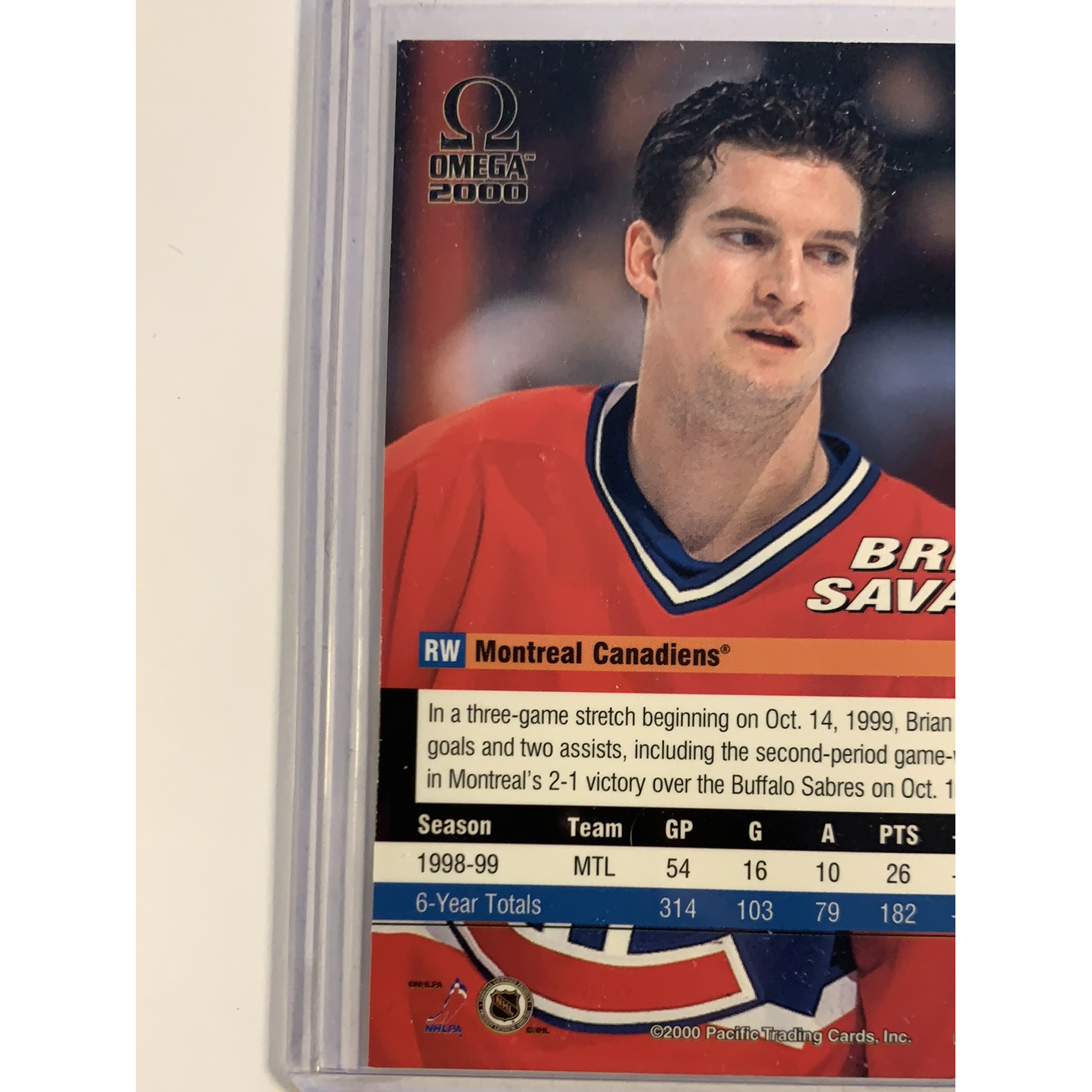 2000-01 Pacific Omega Brian Savage /99 | Local Legends Cards & Collectibles