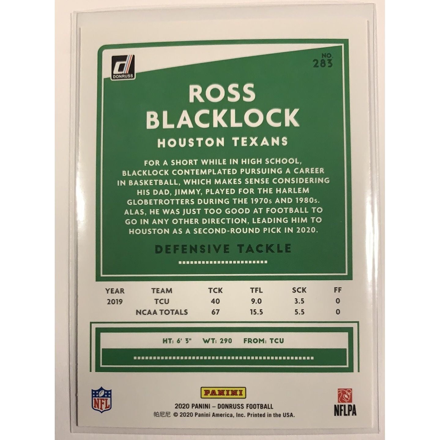 2020 Donruss Ross Blacklock RC Local Legends Cards & Collectibles
