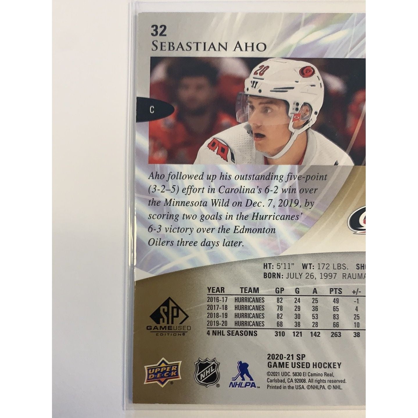 2020-21 SP Game Used Sebastian Aho /265 | Local Legends Cards & Collectibles