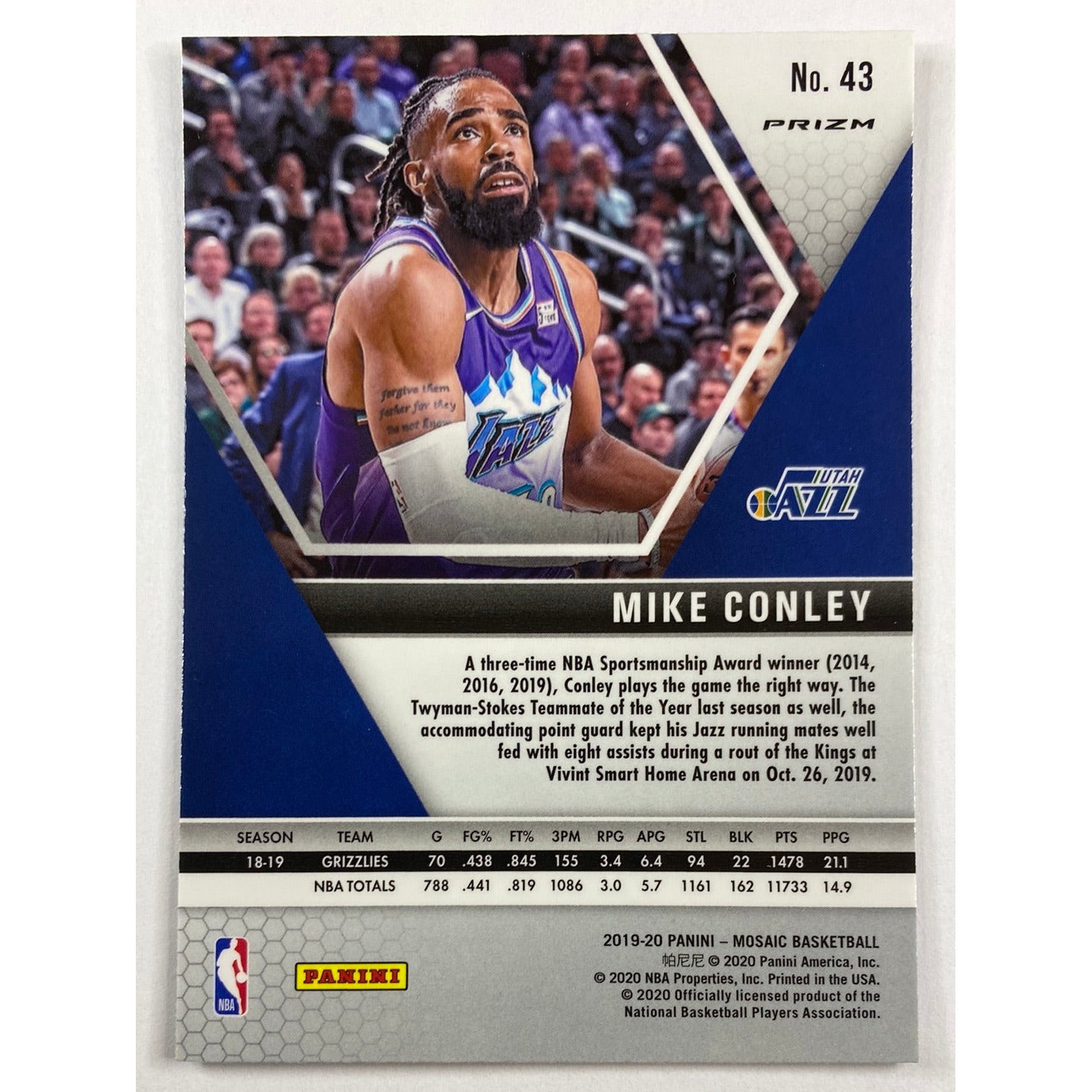 2019-20 Mosaic Mike Conley Silver Mosaic Prizm | Local Legends Cards & Collectibles
