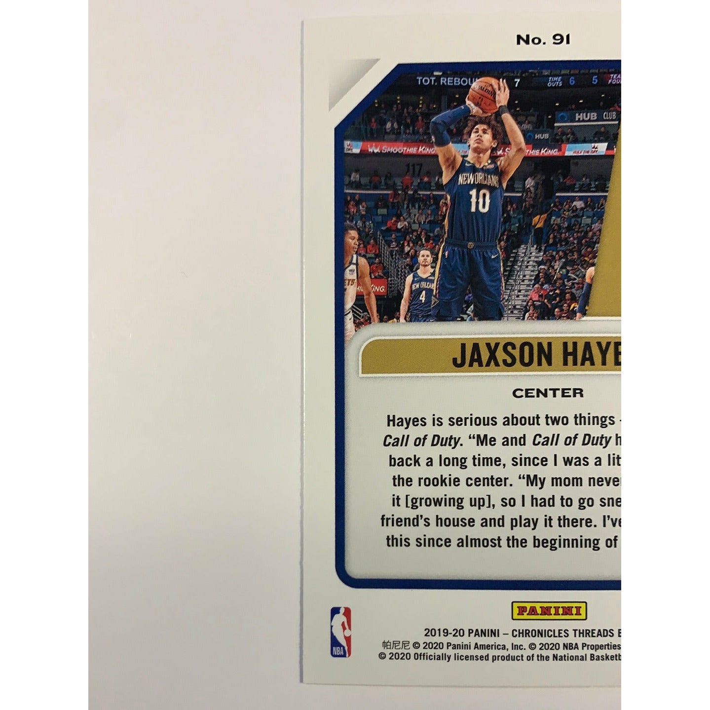 2019-20 Chronicles Threads Jaxson Hayes RC