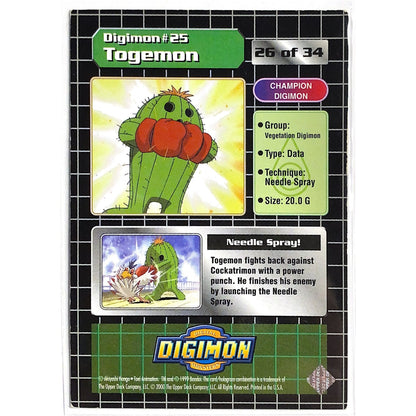  1999 Digimon Togemon Holo Prism 26 of 34  Local Legends Cards & Collectibles
