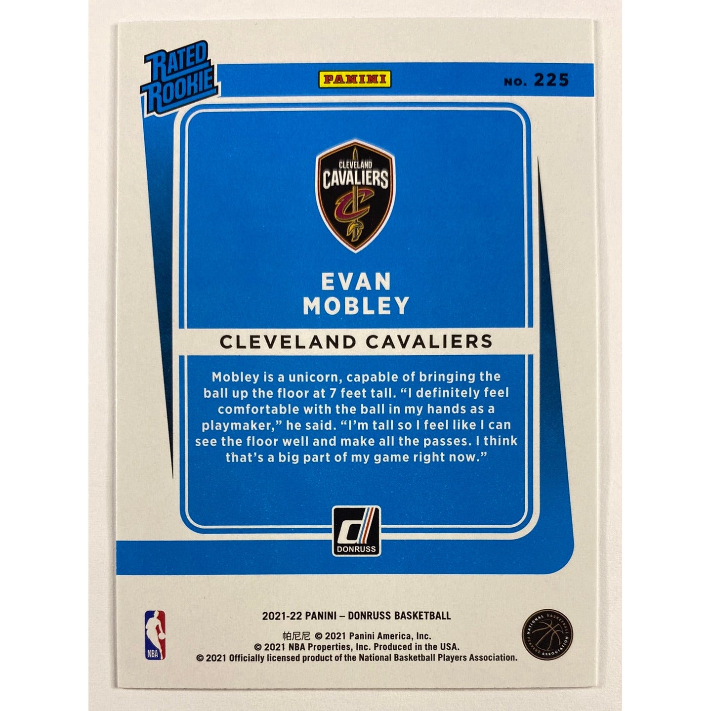 2021-22 Donruss Evan Mobley Rated Rookie | Local Legends Cards & Collectibles