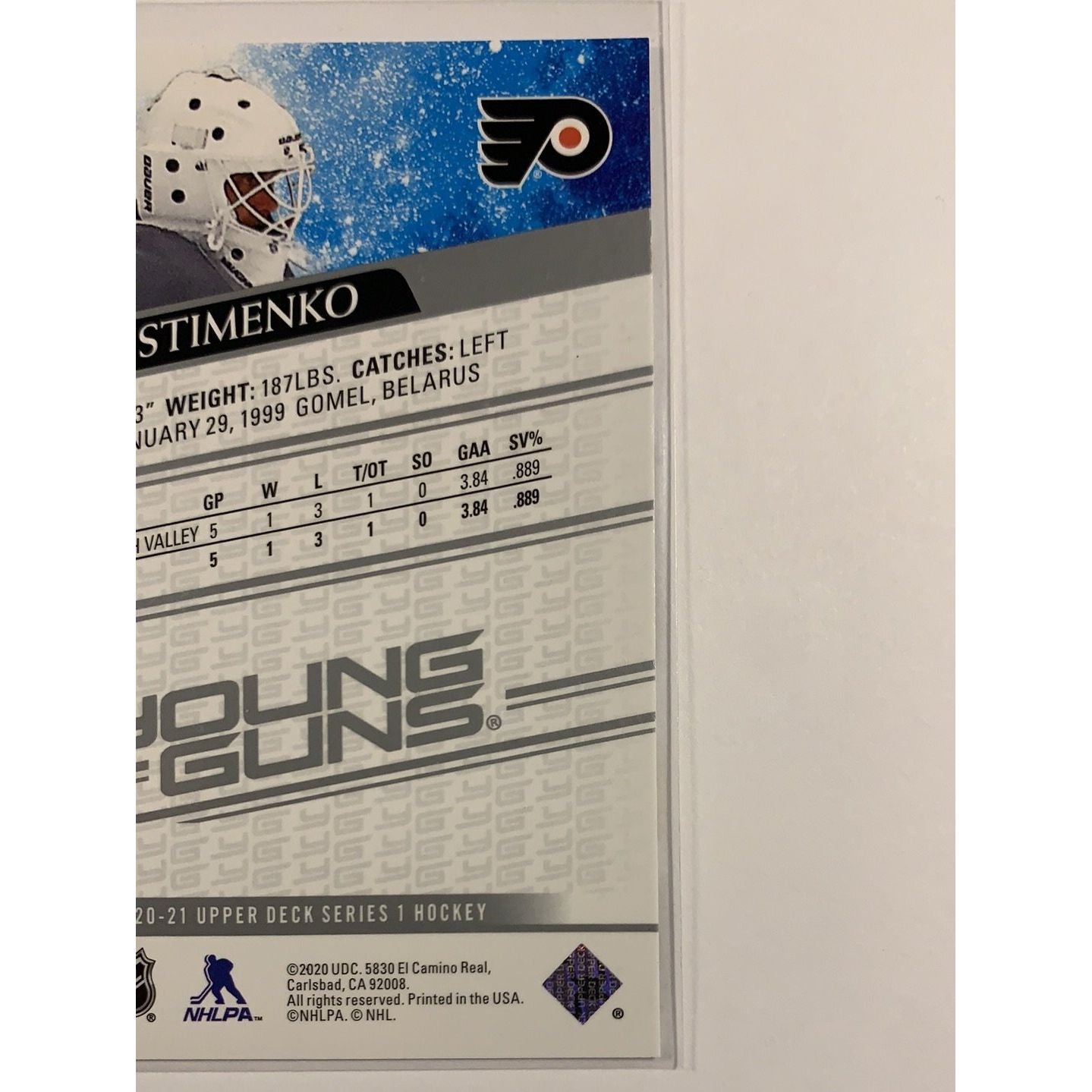 2020-21 Upper Deck Series 1 Kirill Ustimenko Young Guns | Local Legends Cards & Collectibles