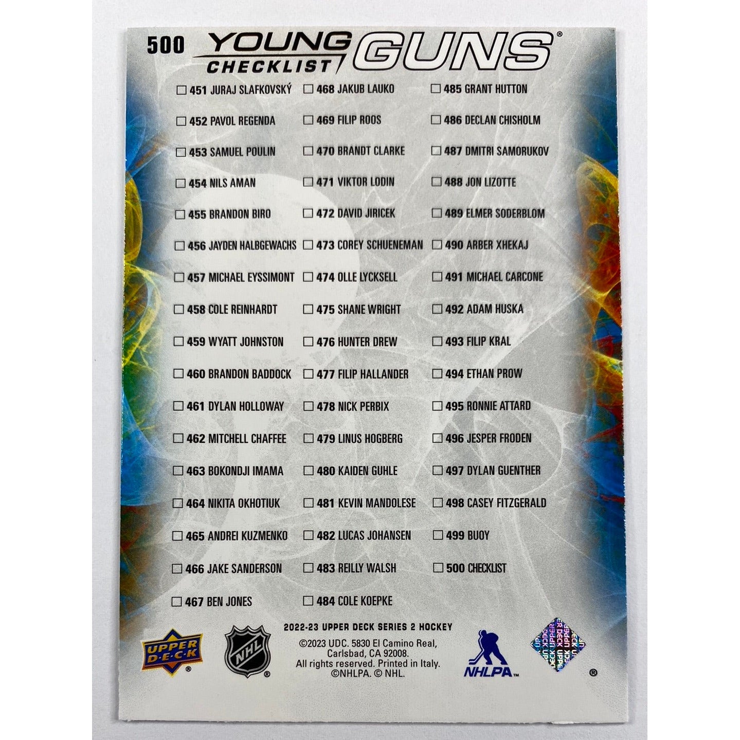 2022-23 Series 2 Slafkovsky / Wright YG Checklist | Local Legends Cards & Collectibles