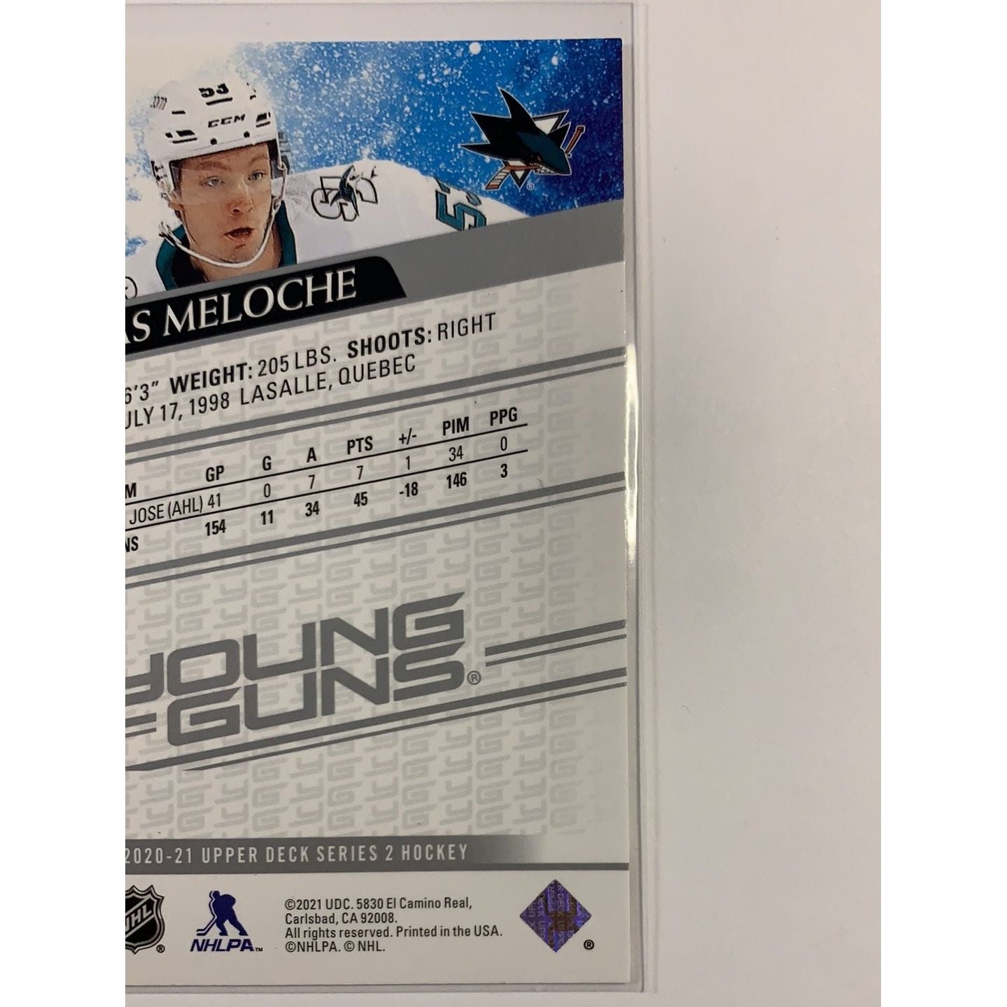 2020-21 Upper Deck Series 2 Nicolas Meloche Young Guns | Local Legends Cards & Collectibles