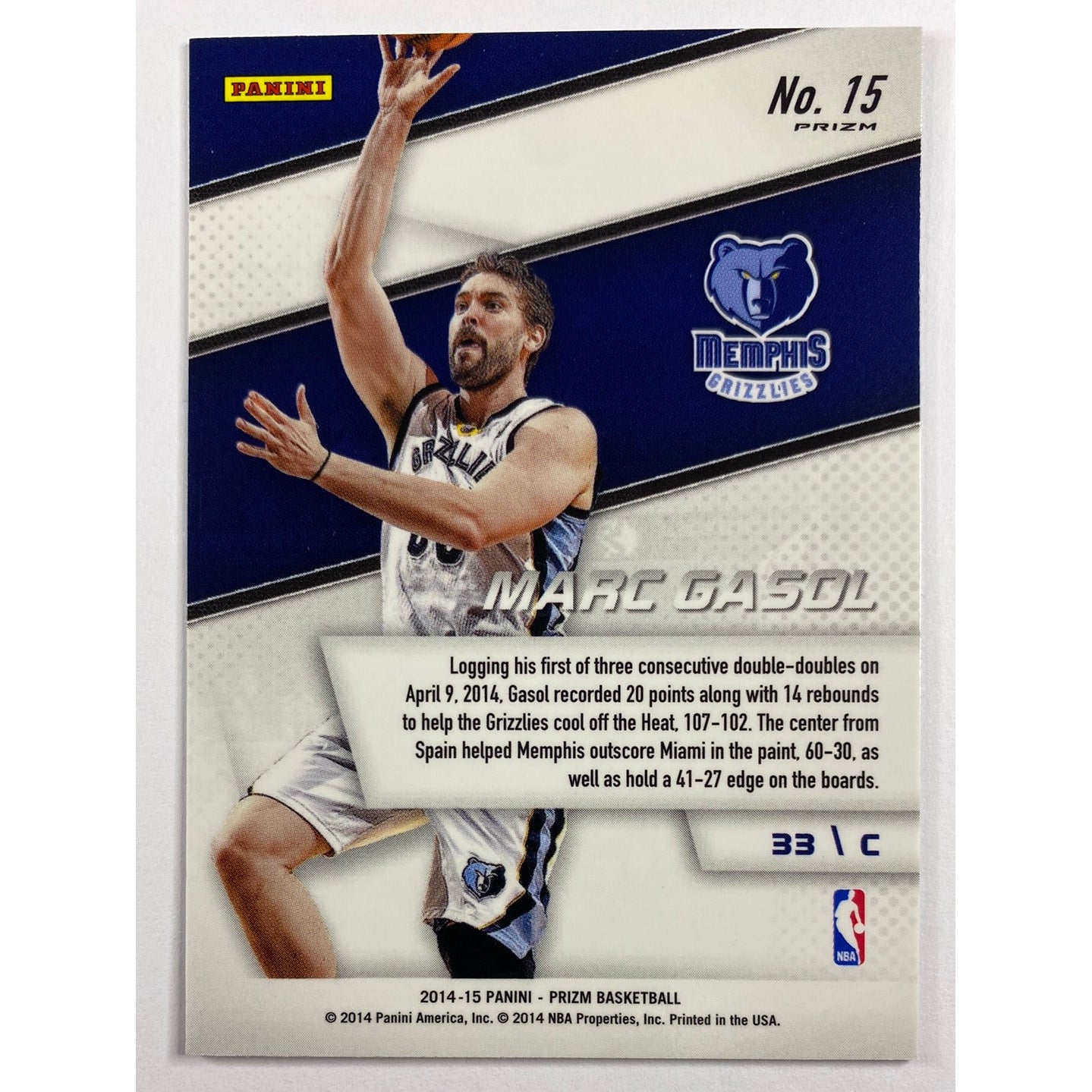 2014-15 Panini Prizm Marc Gasol Representatives Silver Holo Prizm | Local Legends Cards & Collectibles