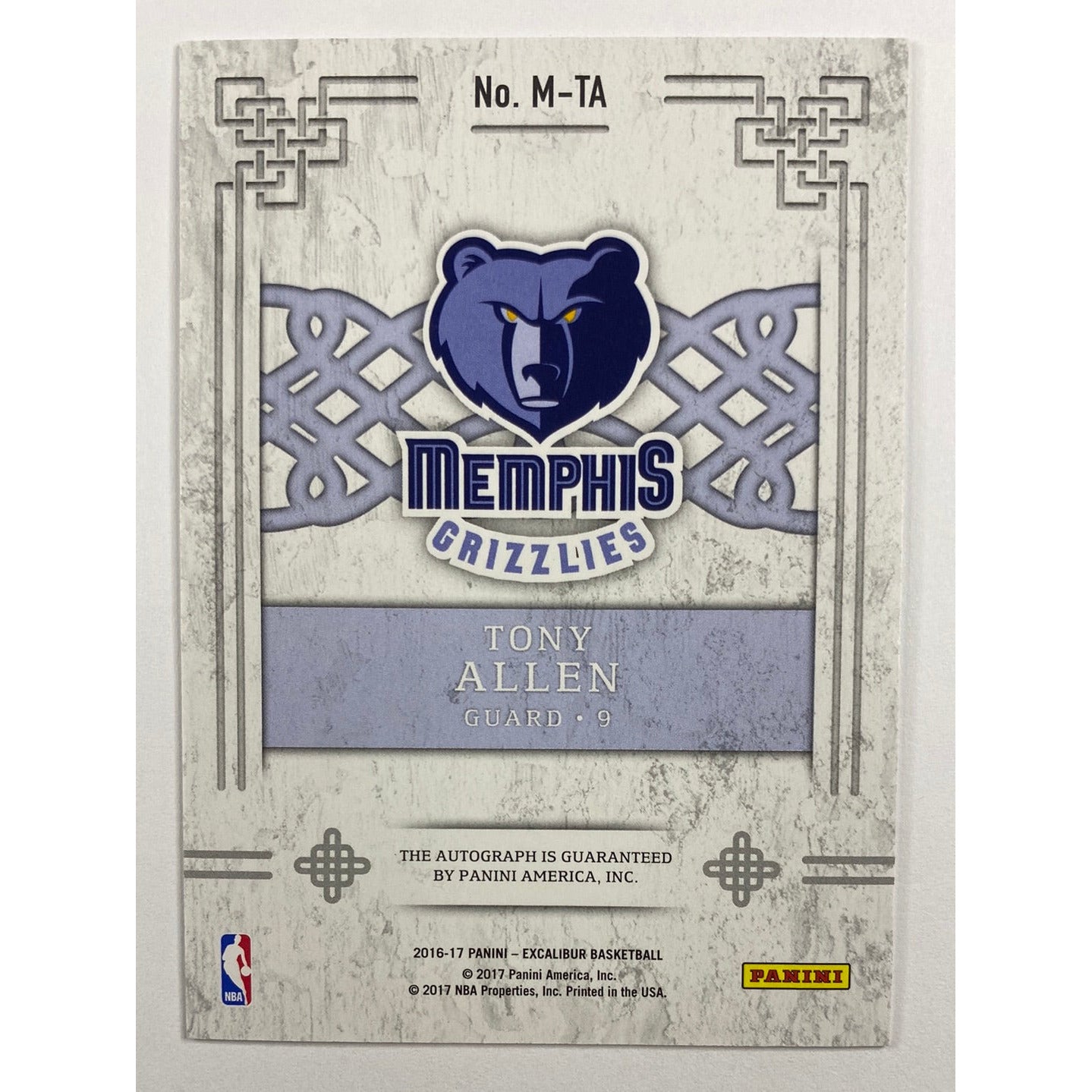 2016-17 Excalibur Tony Allen Manuscripts /149 | Local Legends Cards & Collectibles