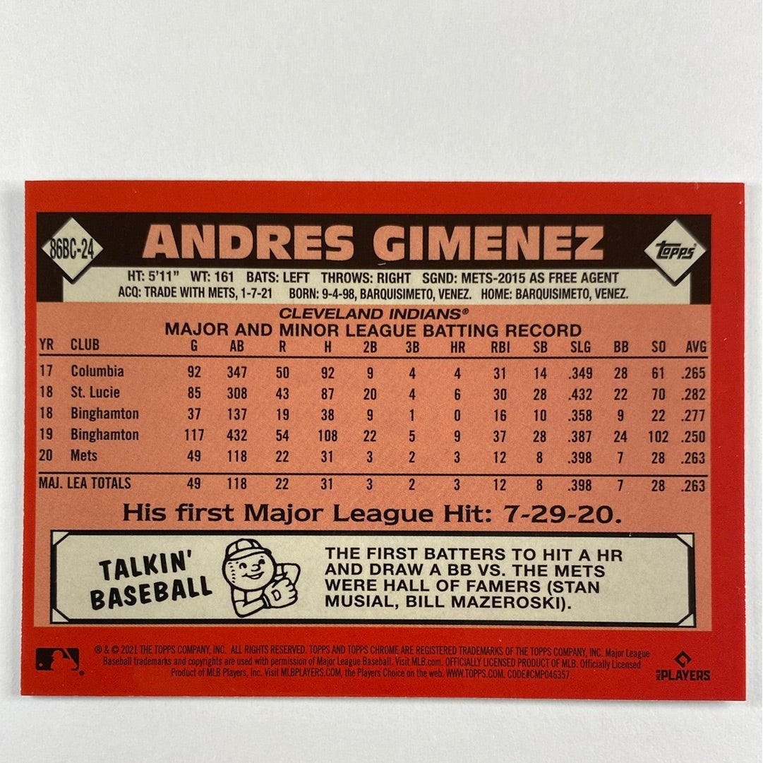 2021 Topps Chrome Andres Gimenez Retro Refractor RC | Local Legends Cards & Collectibles