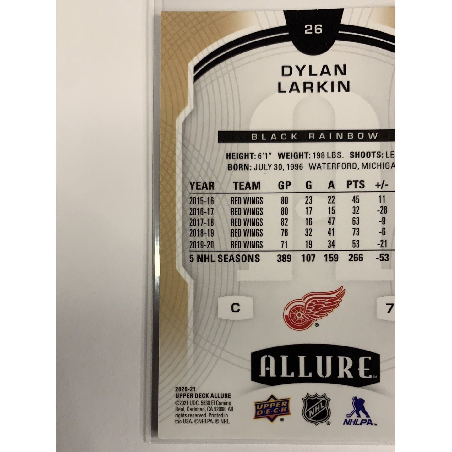 2020-21 Allure Dylan Larkin Black Rainbow | Local Legends Cards & Collectibles