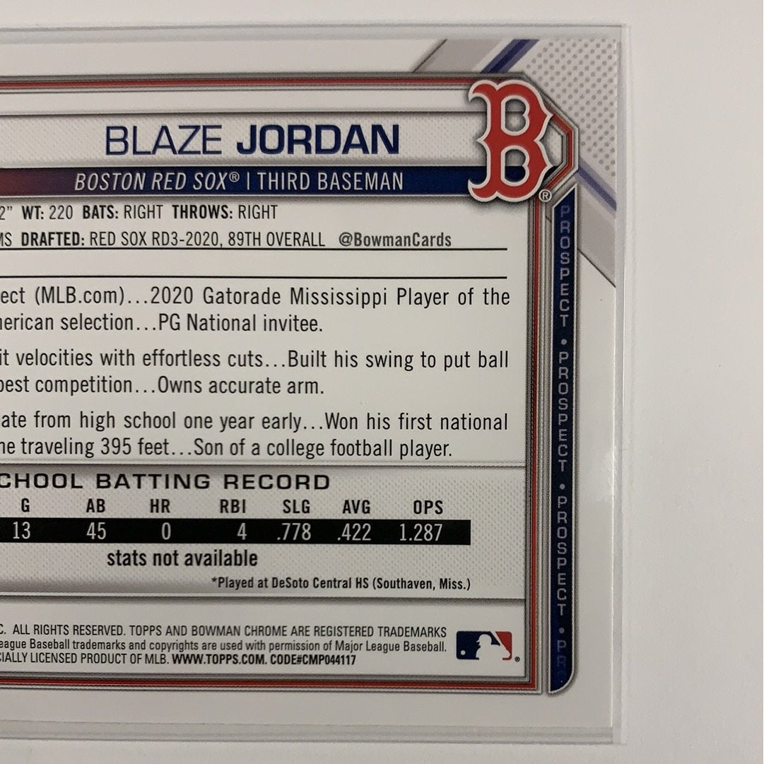  2021 Bowman 1st Blaze Jordan BP-71  Local Legends Cards & Collectibles