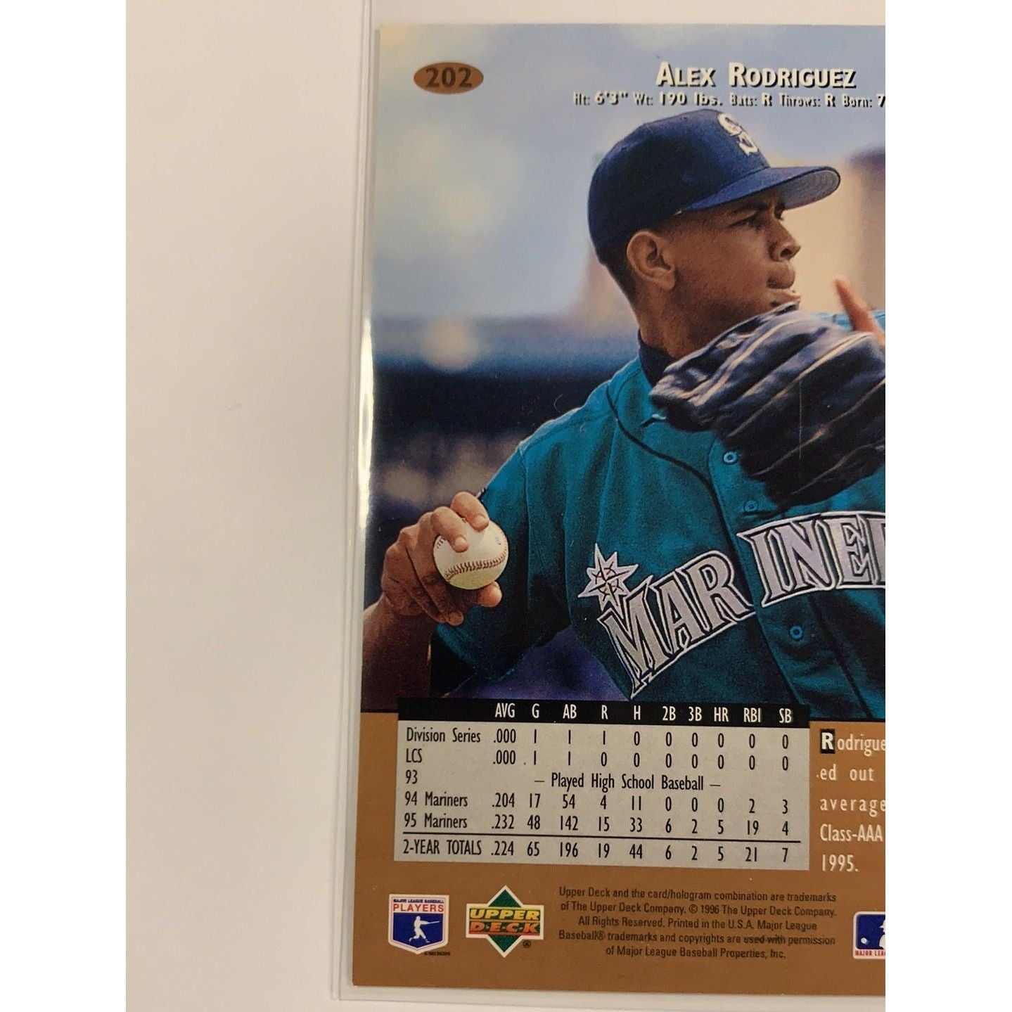 1996 Upper Deck Alex Rodriguez Base #202 Local Legends Cards & Collectibles