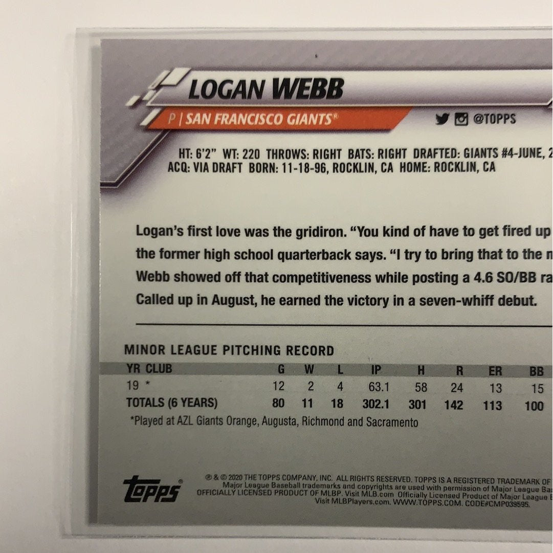 2020 Topps Chrome Logan Webb RC Sepia Refractor | Local Legends Cards & Collectibles
