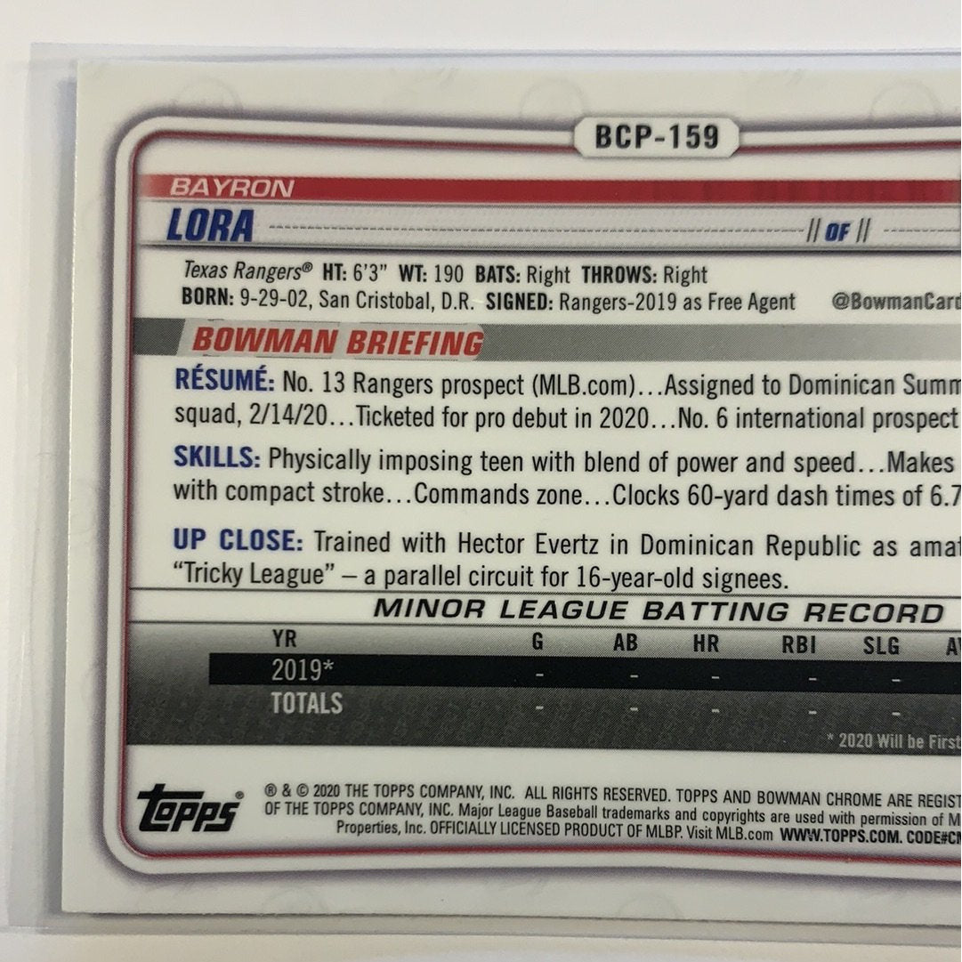 2020 Bowman Chrome Bayron Lora Mojo Refractor | Local Legends Cards & Collectibles
