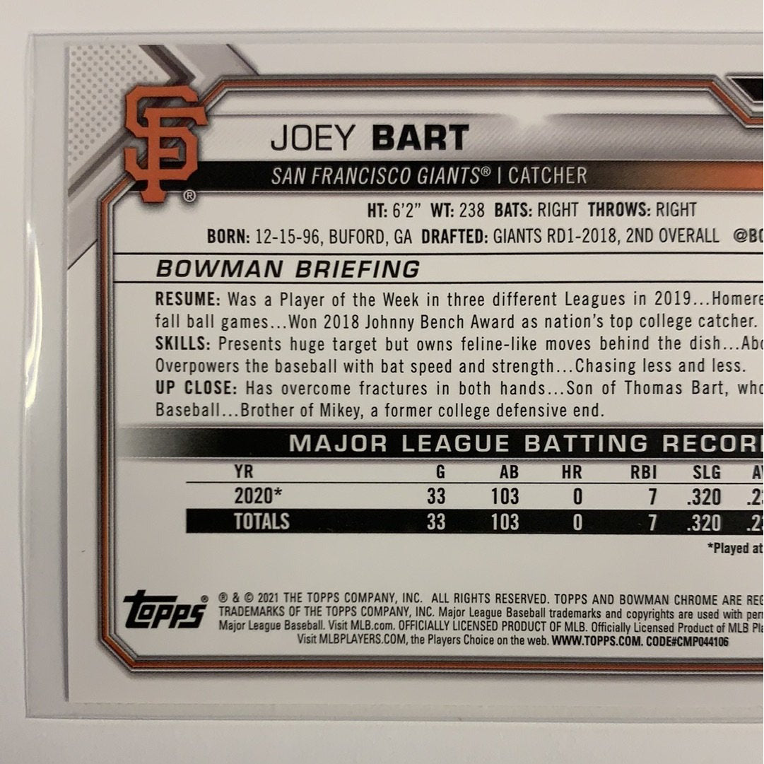 2021 Bowman Joey Bart RC #51 Local Legends Cards & Collectibles