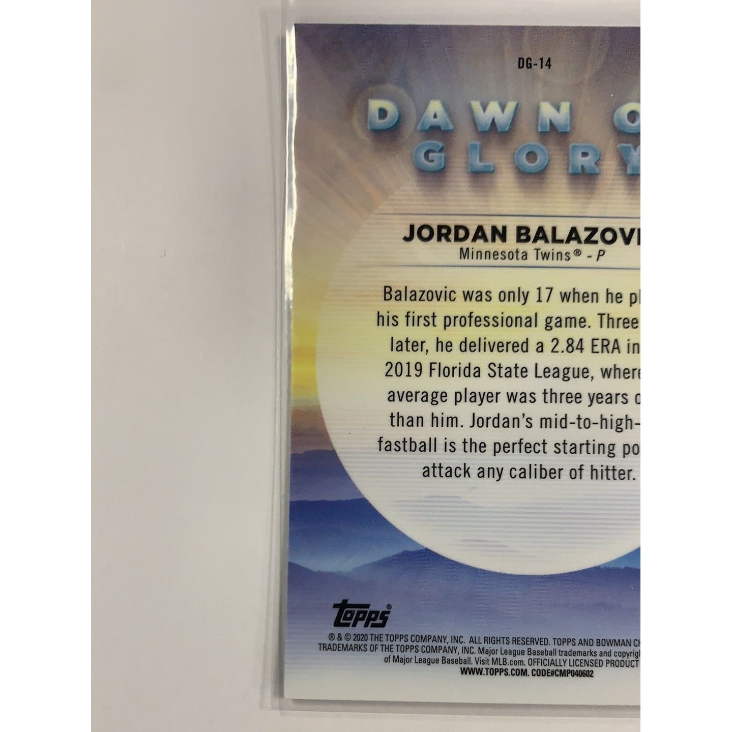 2020 Bowman Chrome Balazovic Dawn of Glory Mojo Refractor | Local Legends Cards & Collectibles