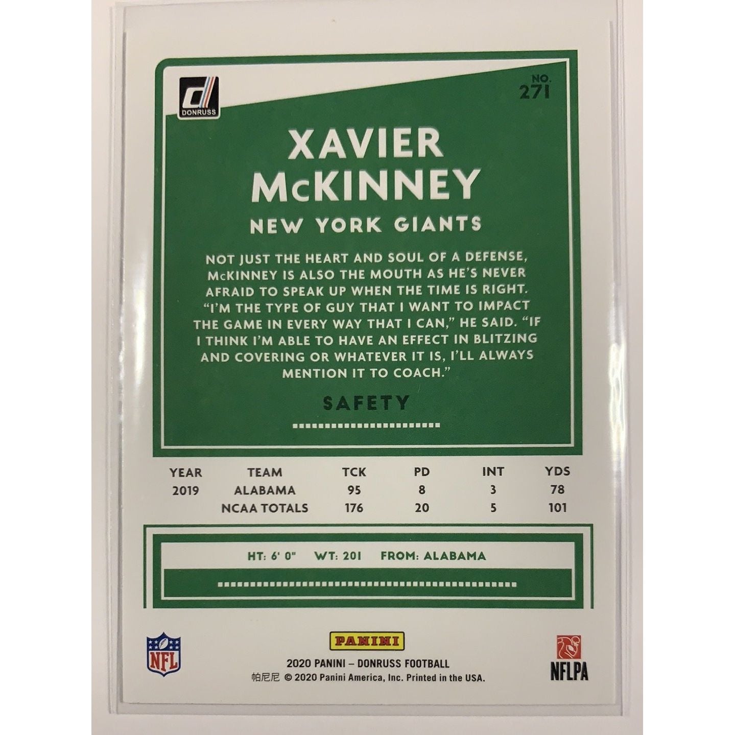 2020 Donruss Xavier McKinney RC Local Legends Cards & Collectibles