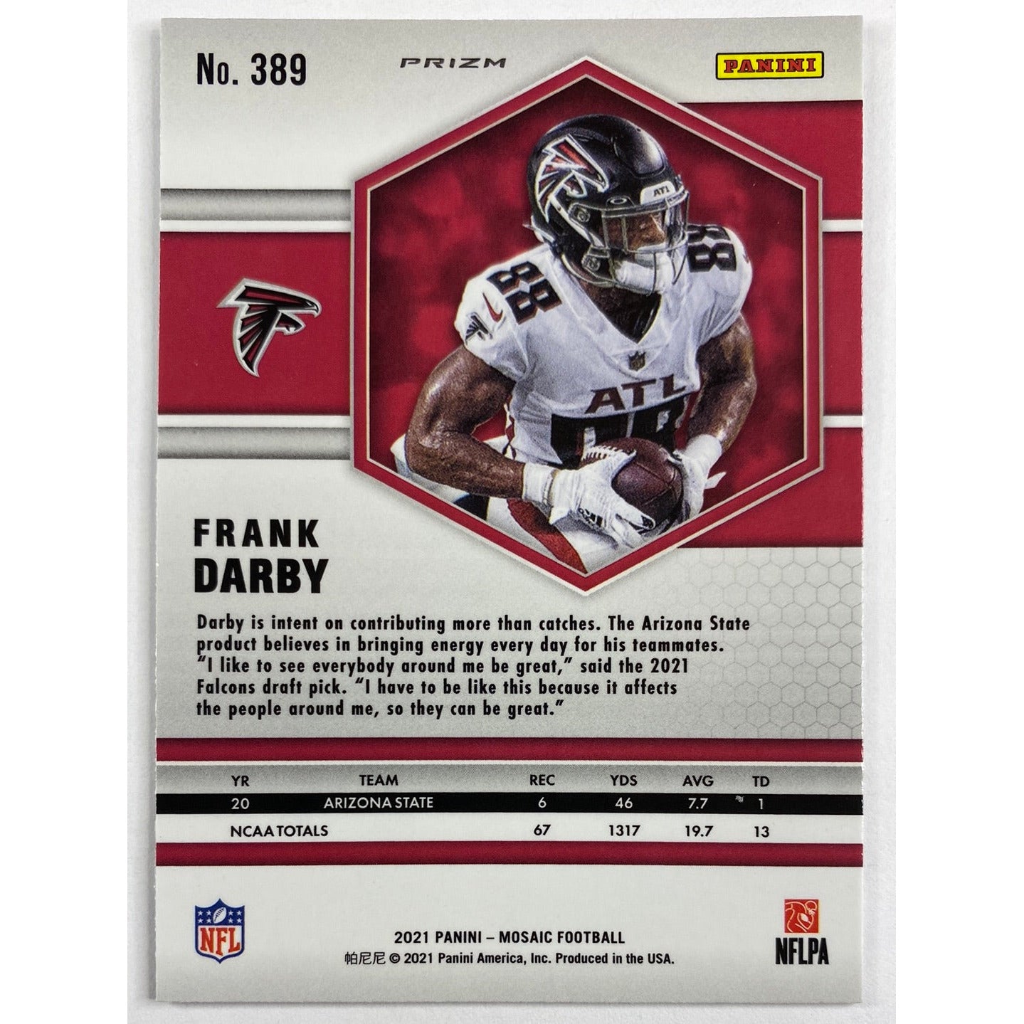 2021 Mosaic Frank Darby Silver Holo Prizm RC | Local Legends Cards & Collectibles