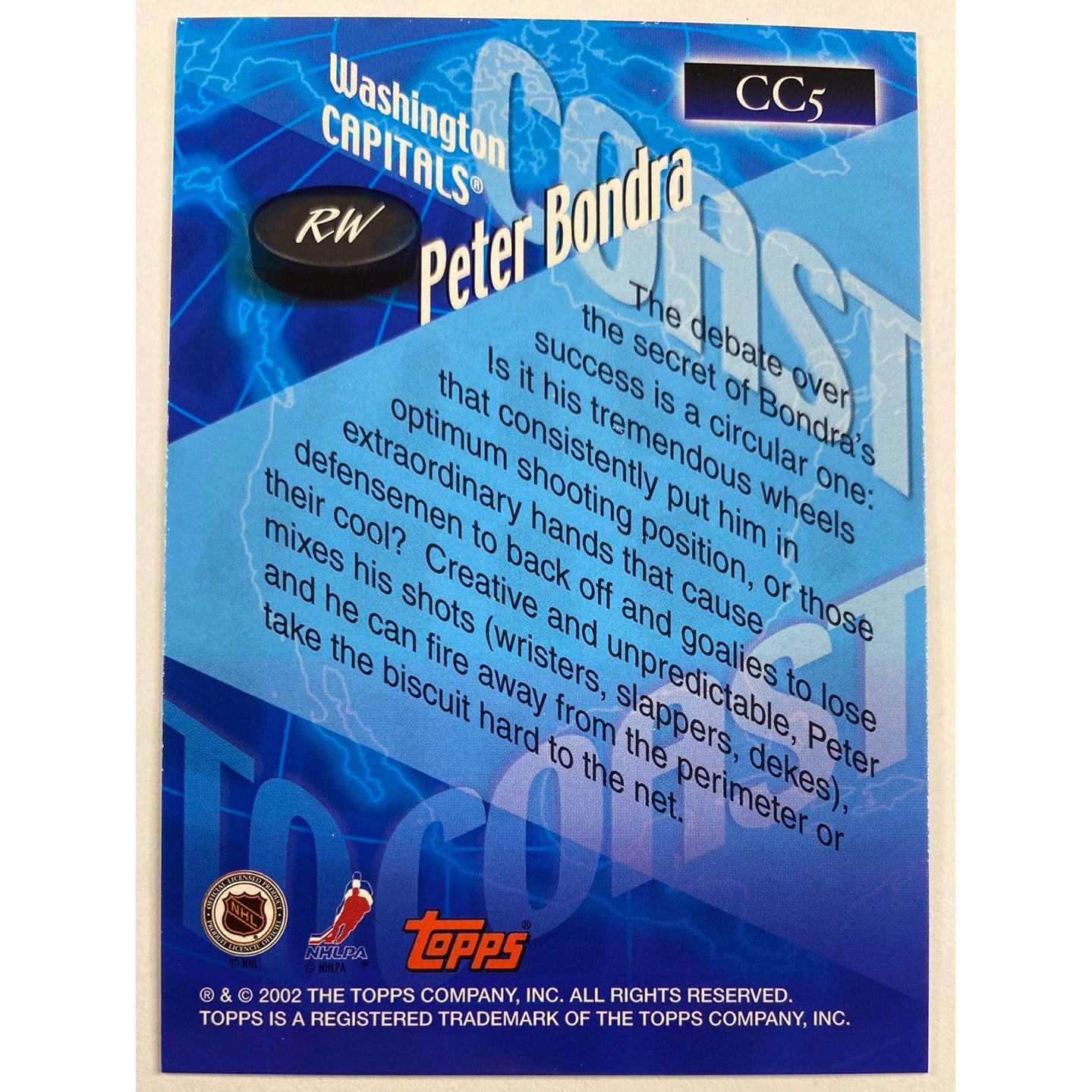 2002 Topps Peter Bondra Coast To Coast Refractor | Local Legends Cards & Collectibles