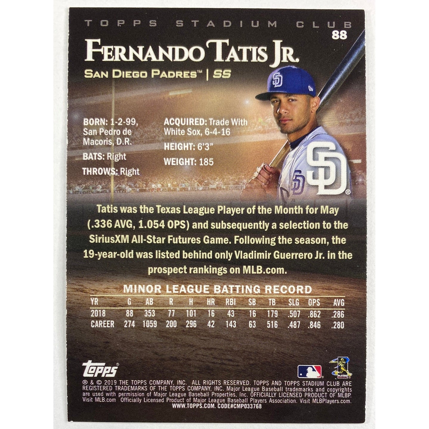 2019 Stadium Club Fernando Tatis Jr. RC | Local Legends Cards & Collectibles