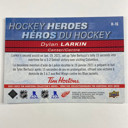 2021-22 Tim Hortons Collector Series Dylan Larkin Heroes 3D Lenticular