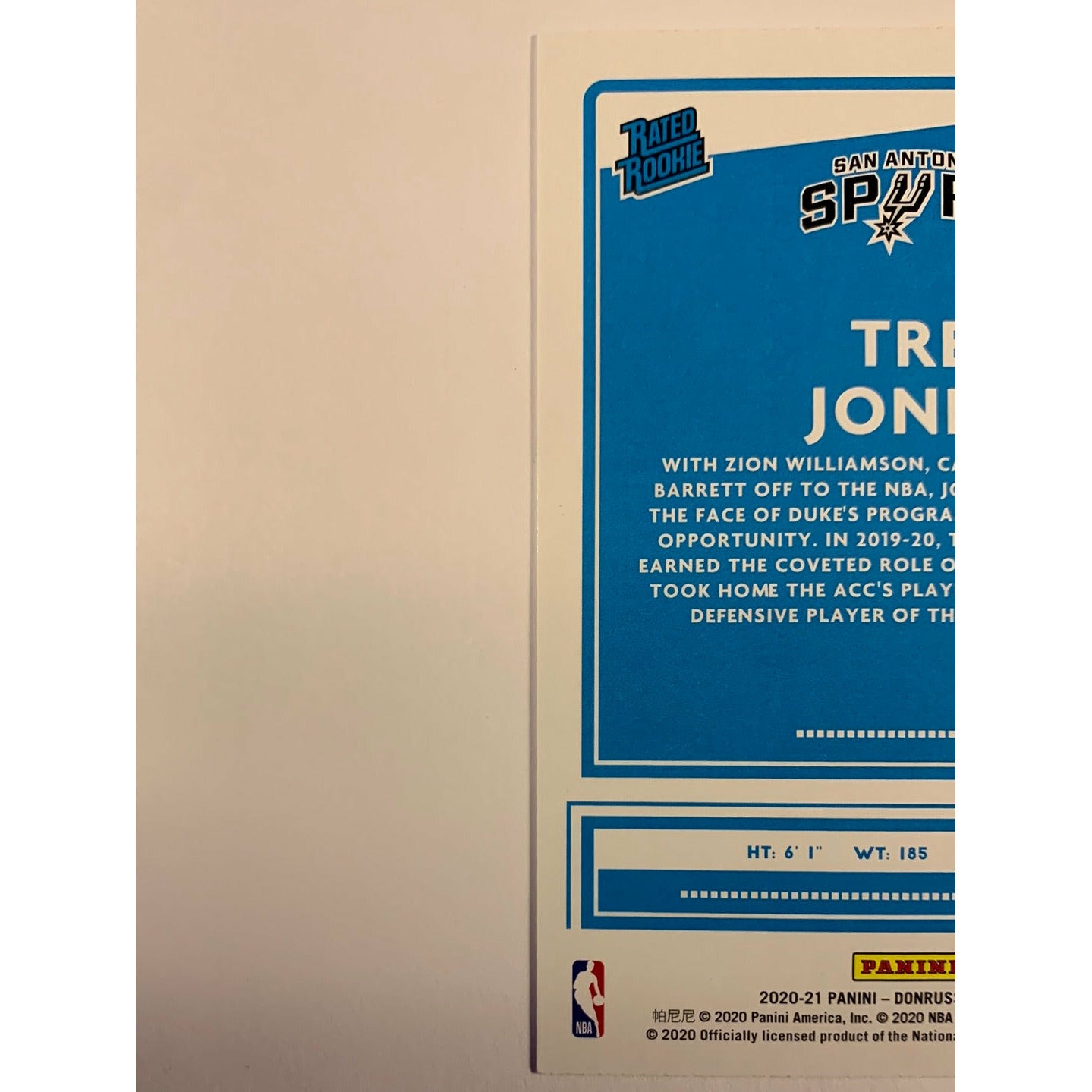 2020-21 Donruss Tre Jones Rated Rookie