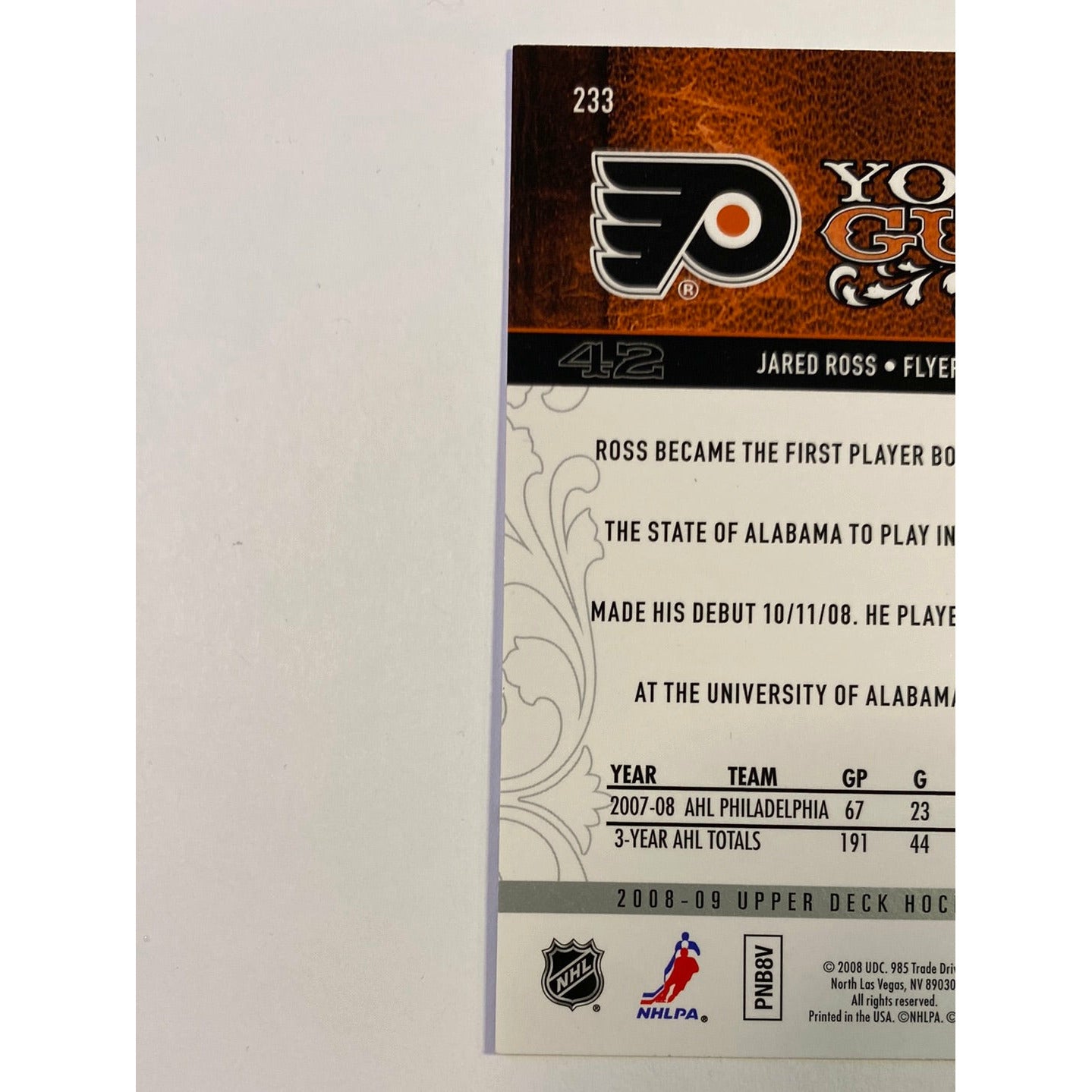 2008-09 Upper Deck Series 1 Jared Ross Young Guns | Local Legends Cards & Collectibles