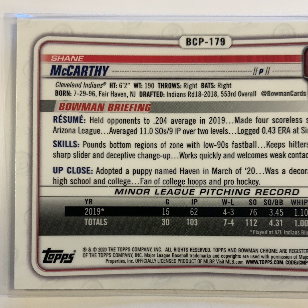 2020 Bowman Chrome Shane McCarthy Mojo Refractor | Local Legends Cards & Collectibles