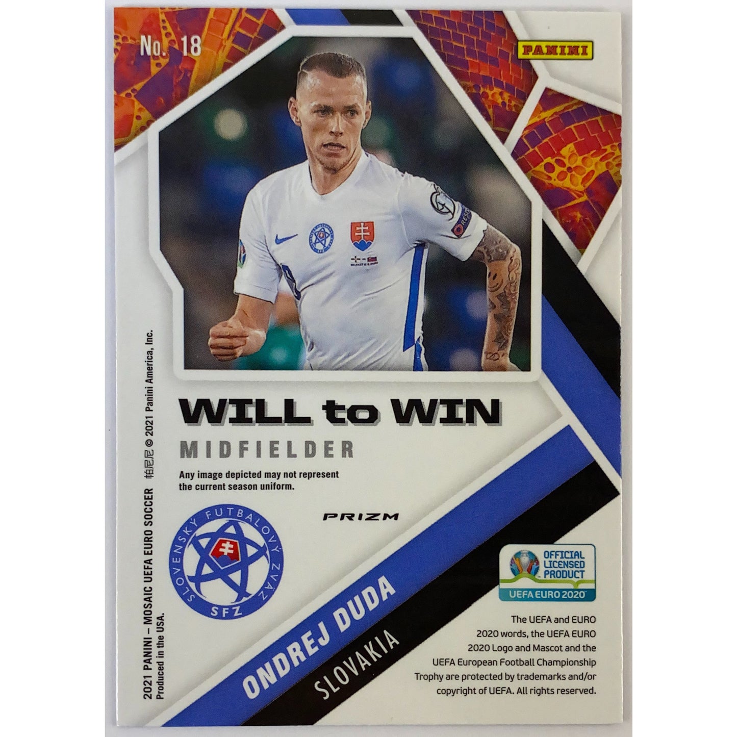 2020-21 Mosaic Ondrej Duda Will to Win Green Mosaic Prizm RC
