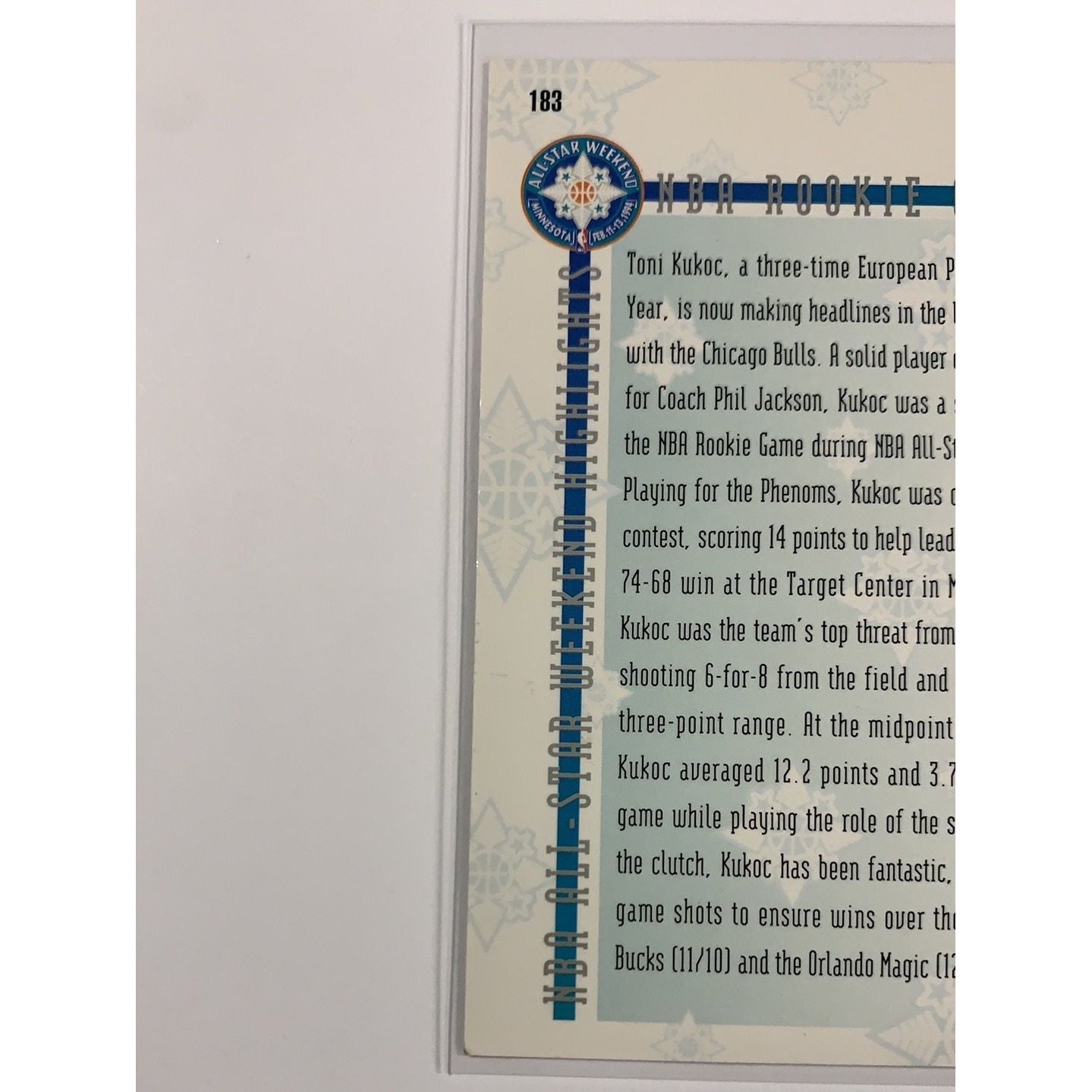1994 Upper Deck Toni Kukoc All Star Weekend Highlights NBA Rookie Game | Local Legends Cards & Collectibles