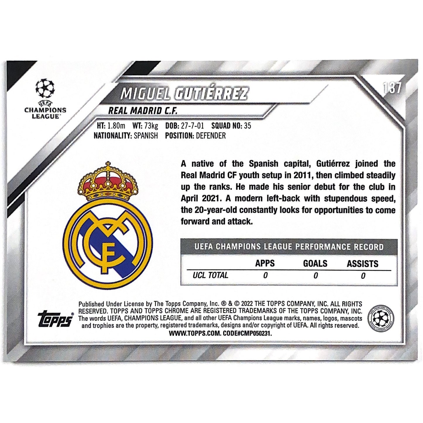2022 Topps Chrome Miguel Gutierrez RC | Local Legends Cards & Collectibles