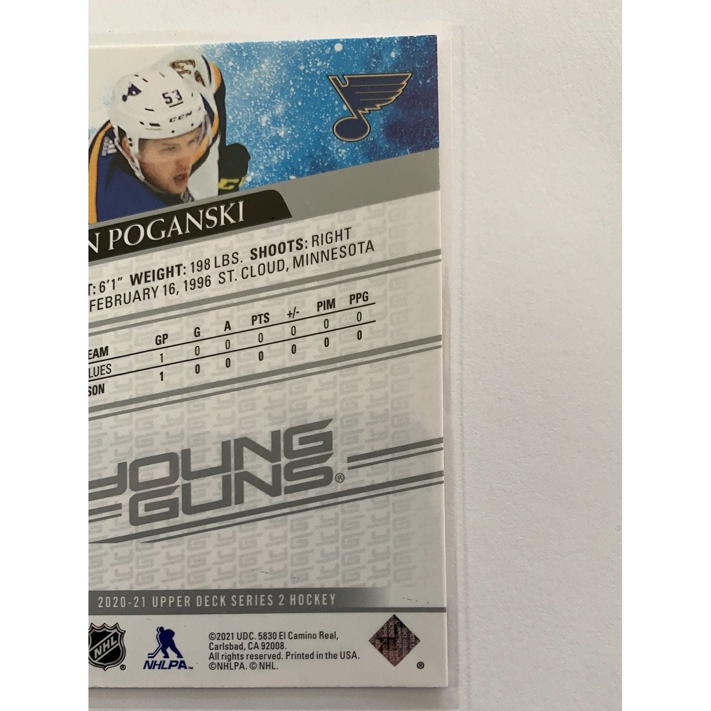 2020-21 Upper Deck Series 2 Austin Poganski Young Guns | Local Legends Cards & Collectibles
