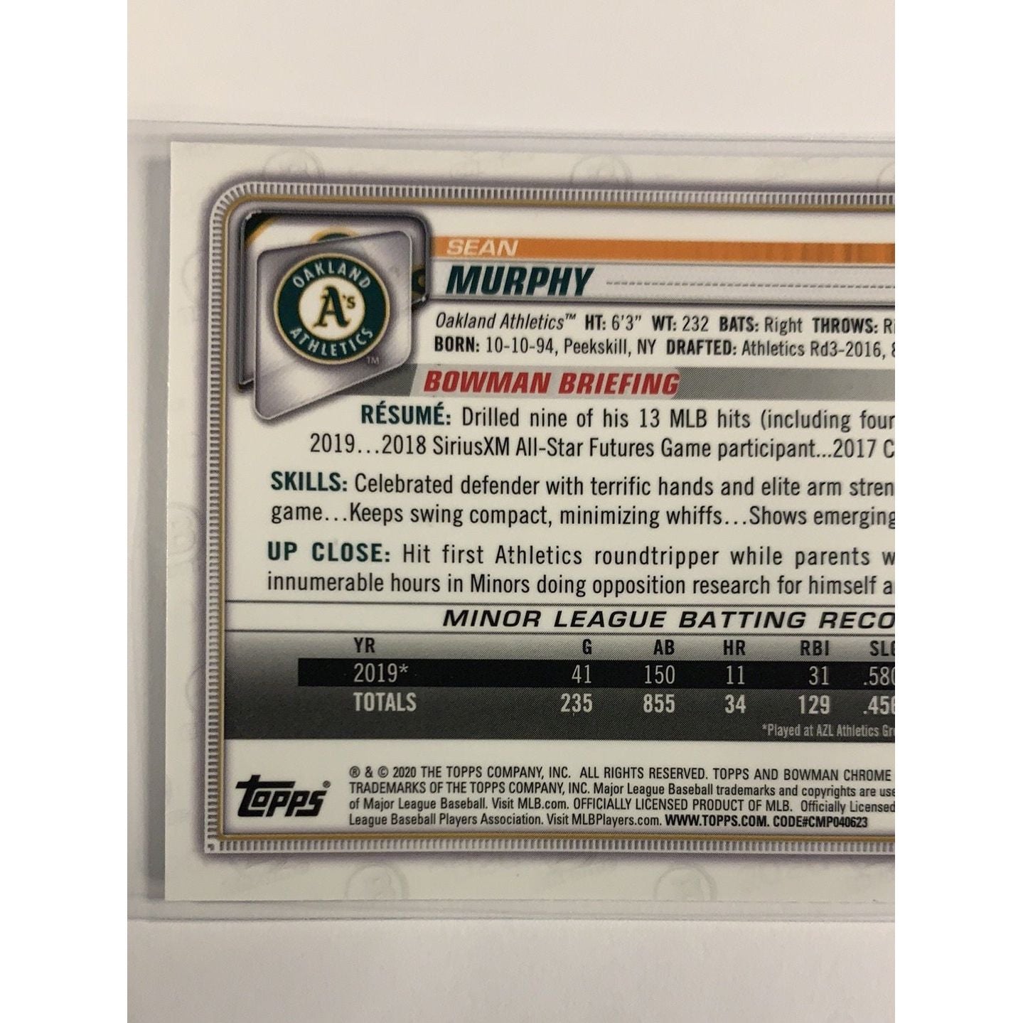 2020 Bowman Chrome Sean Murphy RC | Local Legends Cards & Collectibles