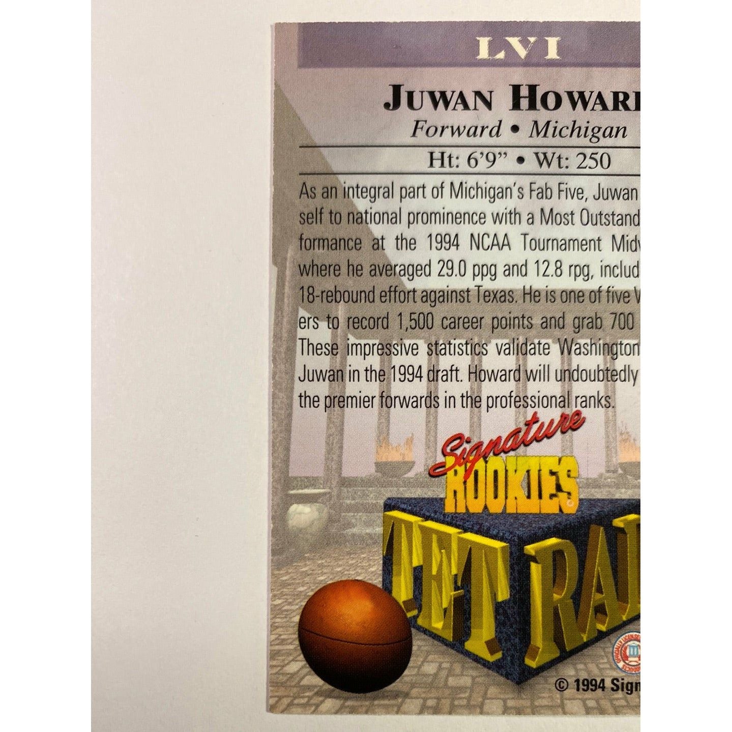 1994 Signature Rookies Juwan Howard TFT RAD 1/45000 | Local Legends Cards & Collectibles