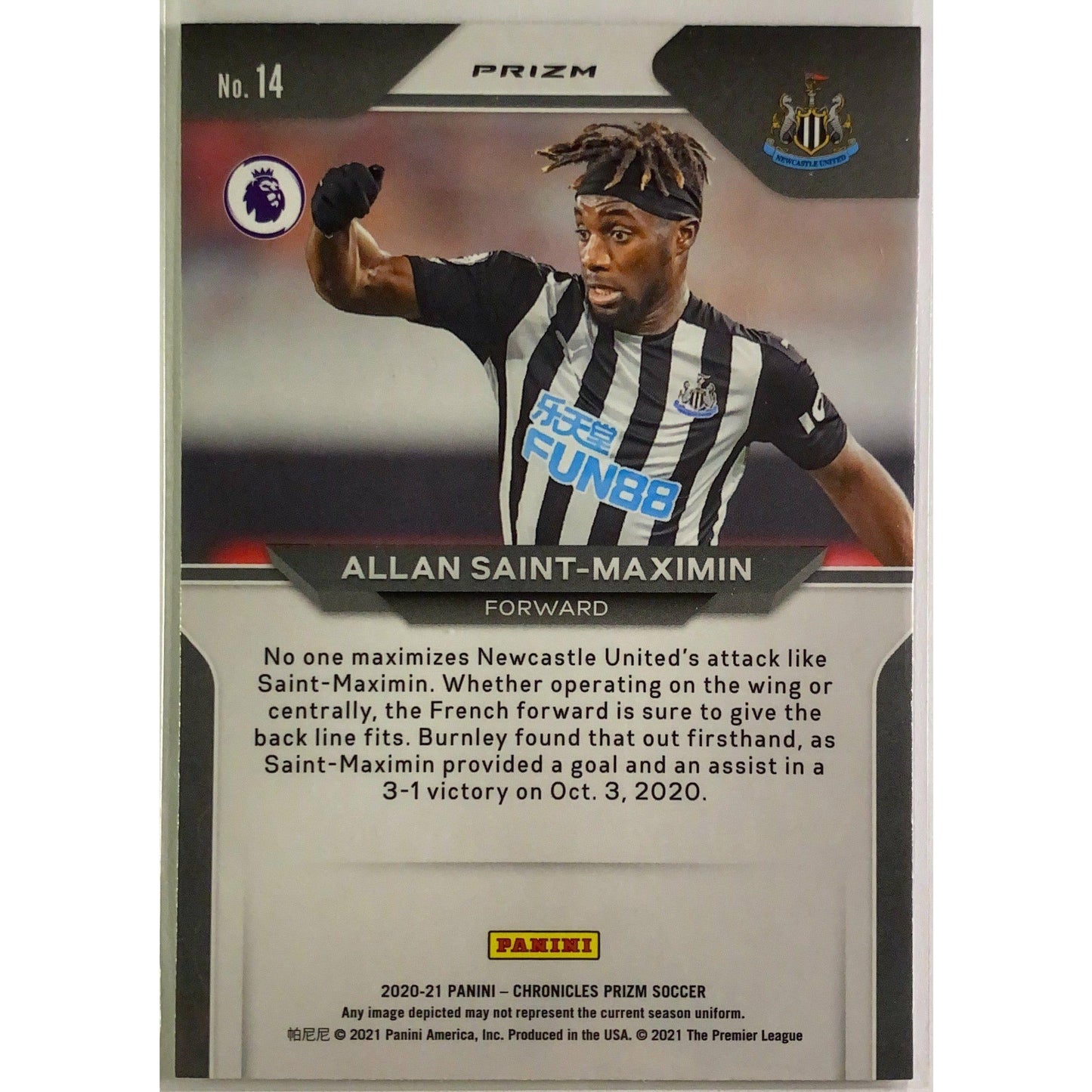 2020-21 Chronicles Prizm Allan Saint-Maximin Purple Mojo Prizm | Local Legends Cards & Collectibles