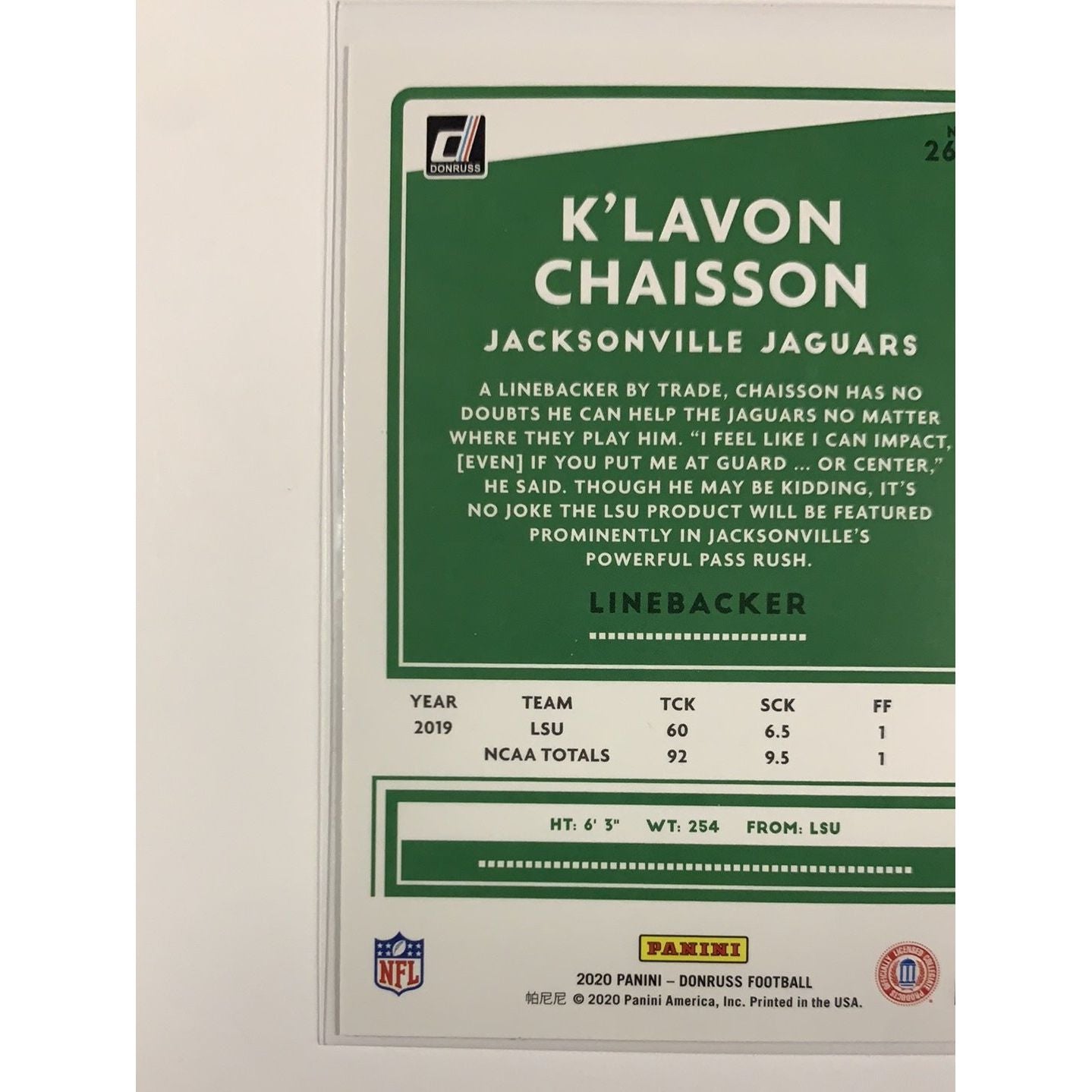 2020 Donruss K’lavon Chaisson RC | Local Legends Cards & Collectibles