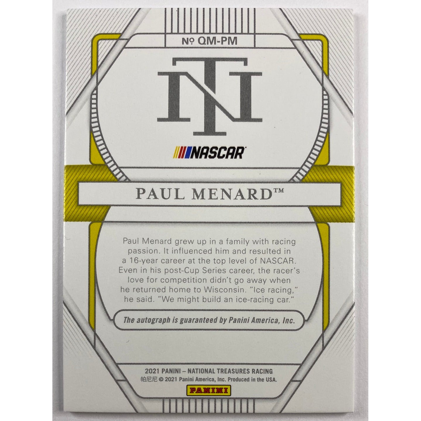 2021 National Treasures Paul Menard Qualifying Marks Auto /99