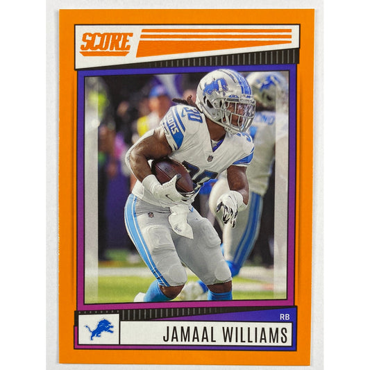 2022 Score Jamaal Williams Orange Parallel RC