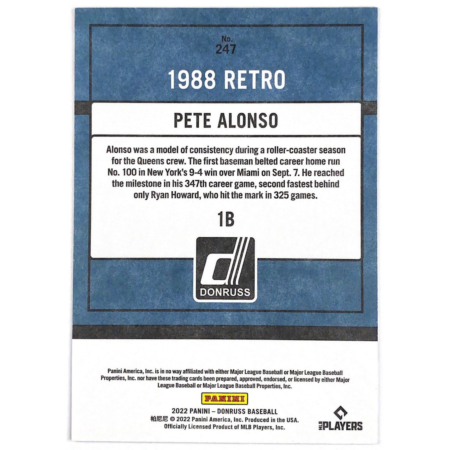 2022 Donruss Pete Alonso 1988 Retro /50