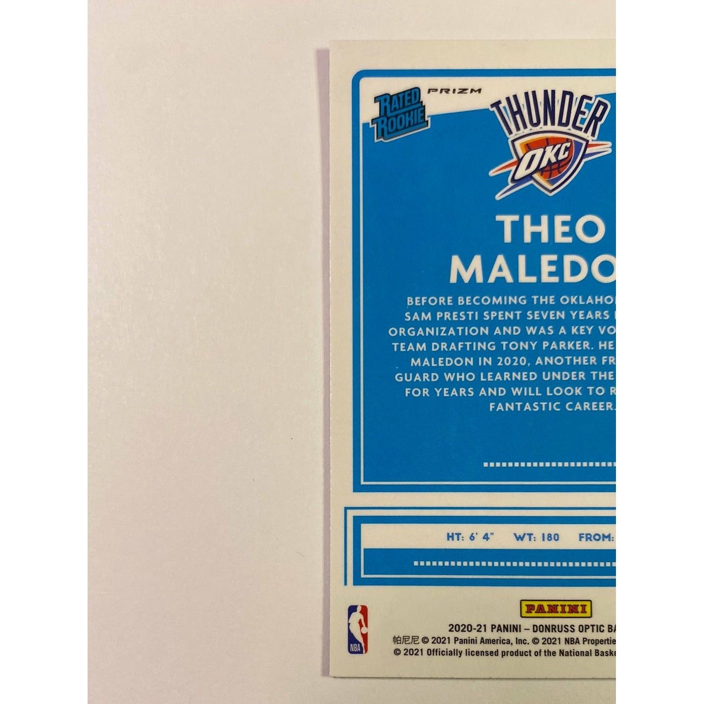 2020-21 Donruss Optic Theo Maledon Purple Holo Prizm Rated Rookie | Local Legends Cards & Collectibles