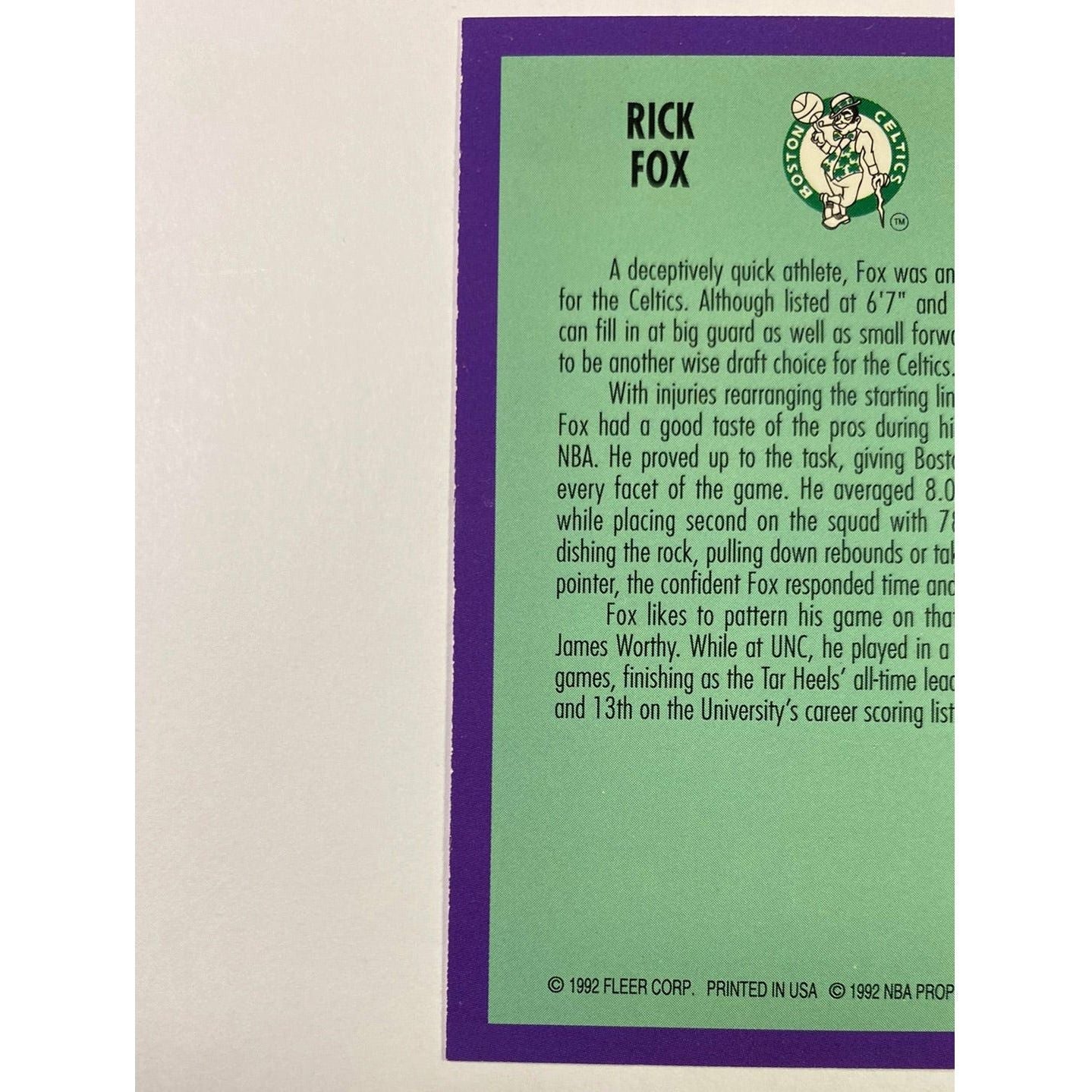 1992-93 Fleer Rick Fox Rookie Sensations | Local Legends Cards & Collectibles