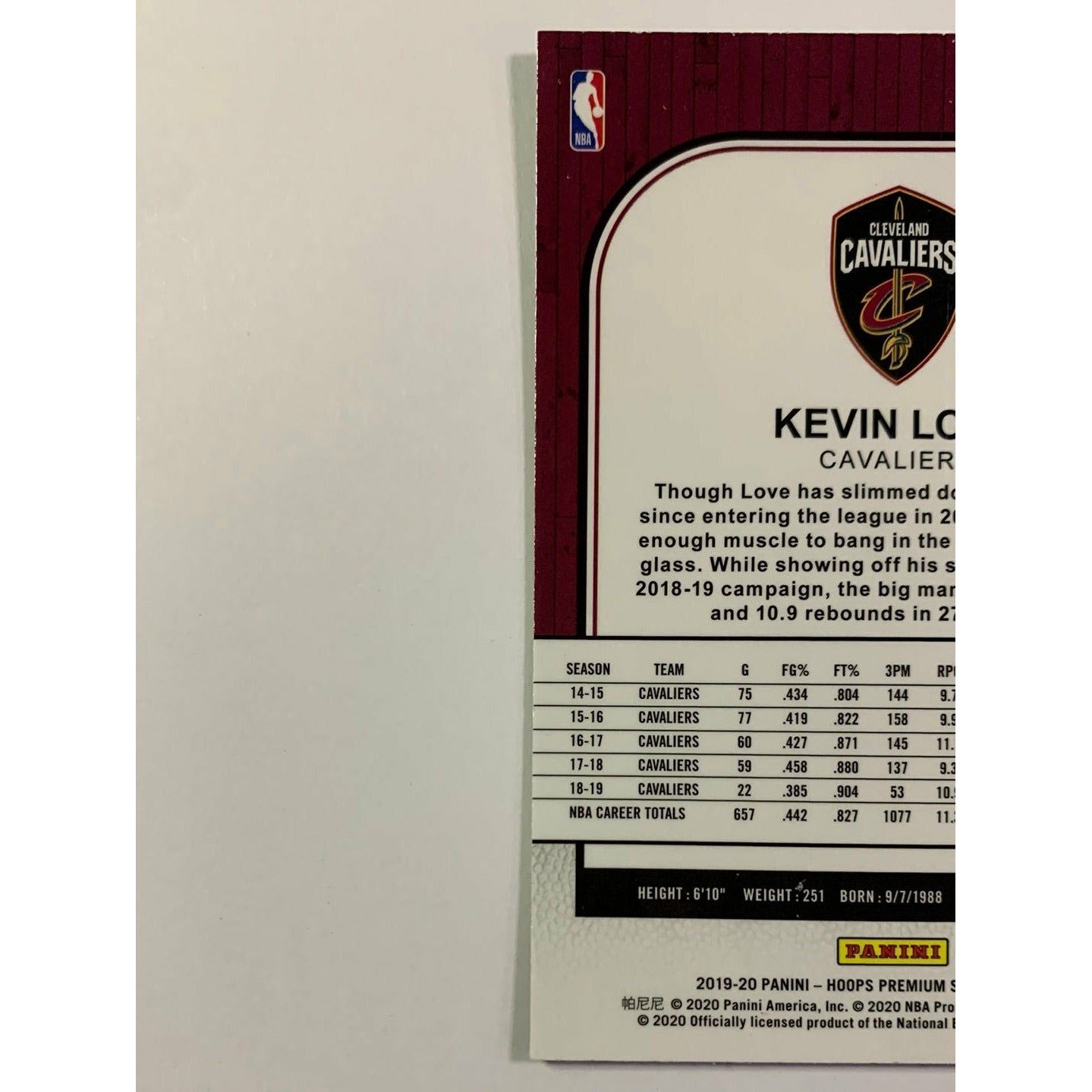 2019-20 Hoops Premium Stock Kevin Love | Local Legends Cards & Collectibles