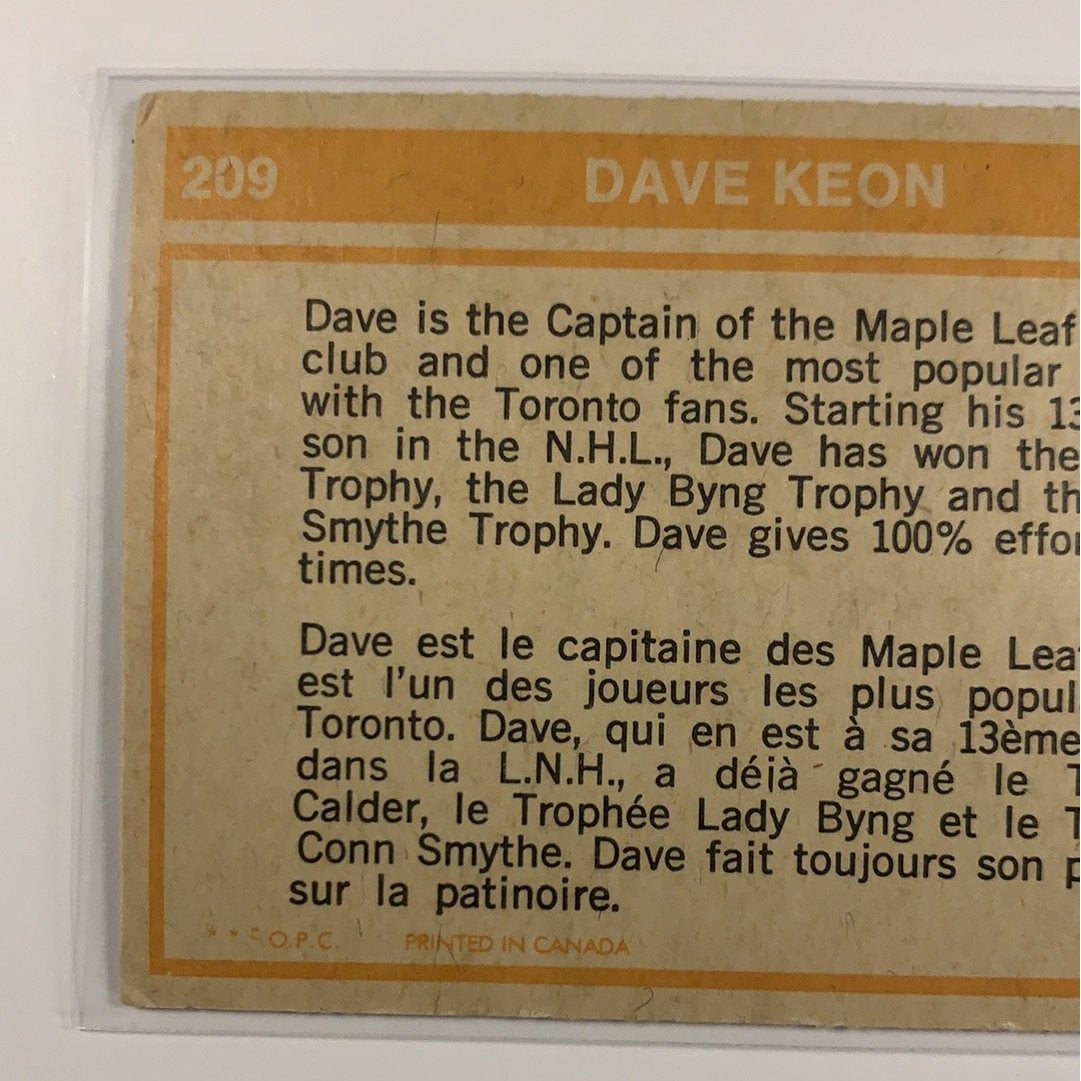 1972-73 O-Pee-Chee NHL Action Toronto Centre Dave Keon | Local Legends Cards & Collectibles