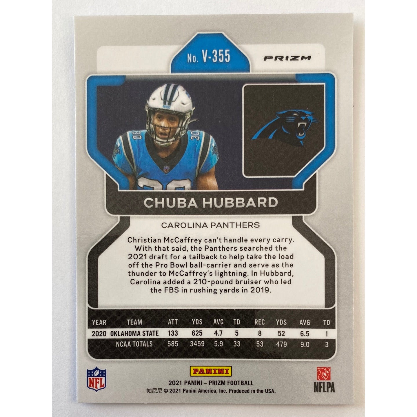 2021 Panini Prizm Chuba Hubbard Silver Holo Prizm RC | Local Legends Cards & Collectibles